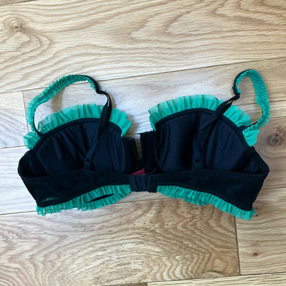 Victoria's Secret Black and Teal Lace Balconette Bra - Picture 3 of 5
